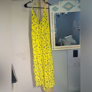 O’Neill yellow floral print halter style dress NWT